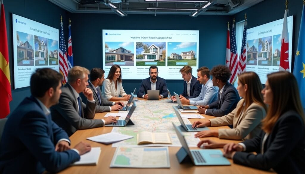 Réunion d'affaires internationale autour d'une table.